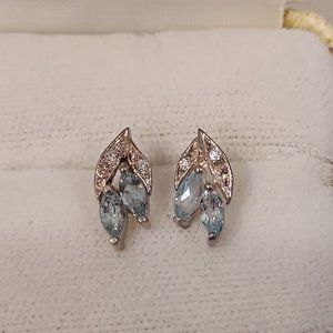 Small sterling aquamarine earrings